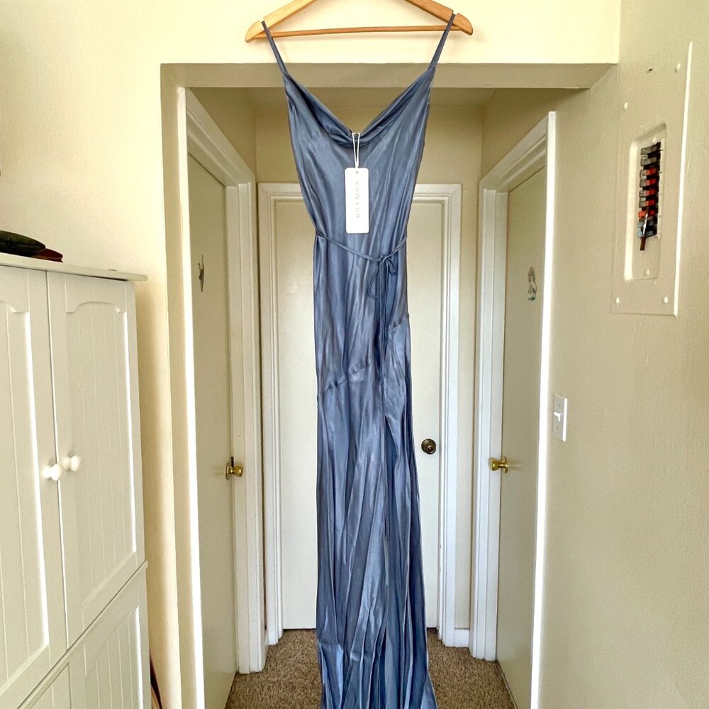 Shona Joy - 'La Lune' Bias Cowl Maxi Dress in Blue Smoke - Picture 4 of 9